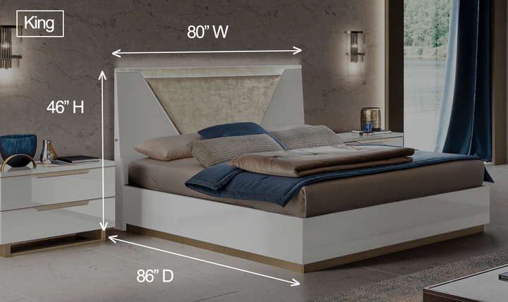 ESF Italia Smart Panel Type Wooden Bed in White (King / Queen Size)