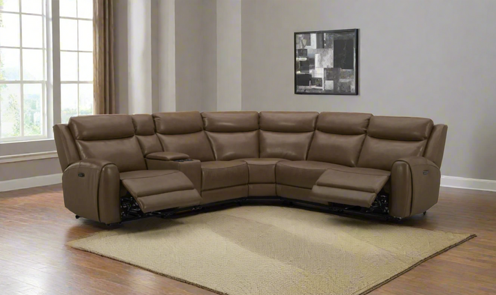 Gio Italia Wonder Wonder 6 Piece Leather Sectional Recliner-Jennifer Furniture