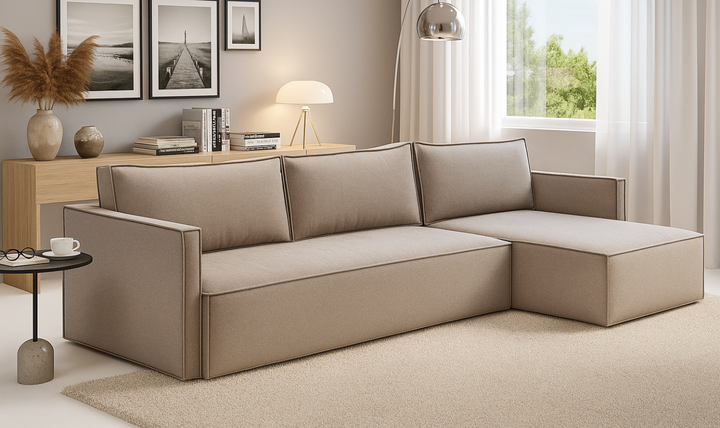 Innovation Living Newilla Fabric L-Shape Sectional Sofa Bed