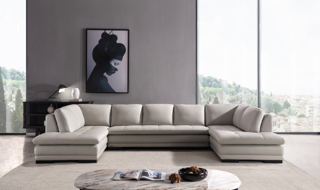 Gio Italia U-Shape Leather Sectional Sofa With Two Color Options-Jennifer Furniture