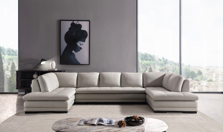 Gio Italia U-Shape Leather Sectional Sofa With Two Color Options-Jennifer Furniture