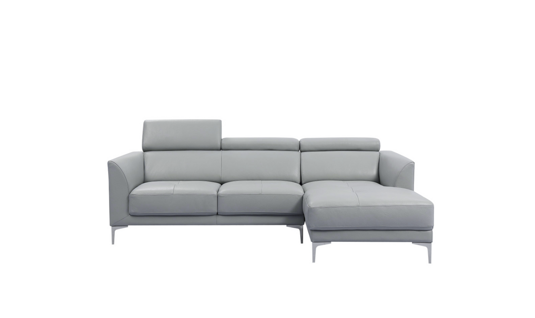 Gio Italia Slate Gray Leather L-Shape Sectional Sofa-Jennifer Furniture