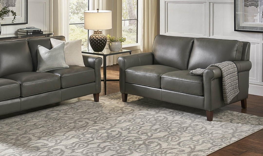 Laguna 2-Seater Leather Loveseat With Rolled Arms-Jennifer Furniture