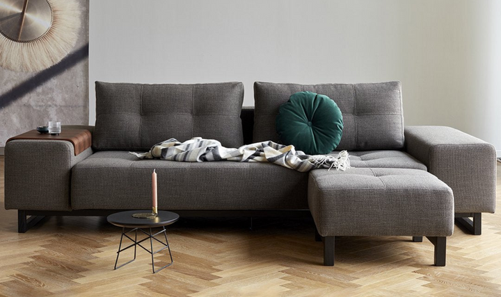 Innovation Living Grand DEL 2-Seater Fabric Sofa Bed with Ottoman-Jennifer Furniture