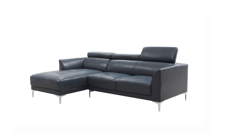 Gio Italia Slate Blue Leather L-Shape Sectional Sofa-Jennifer Furniture