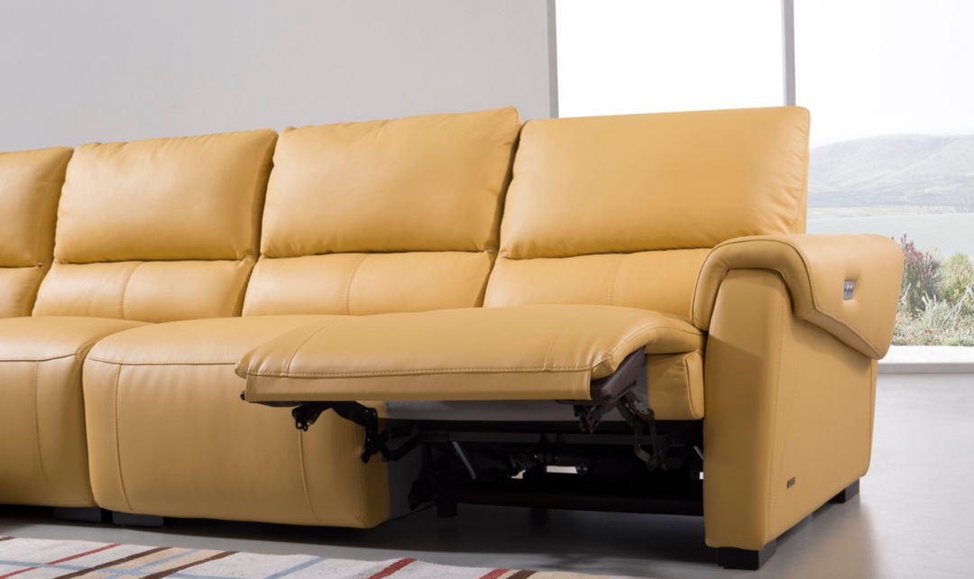 Gio Italia Mustard LHF Leather Recliner Sectional Sofa-Jennifer Furniture