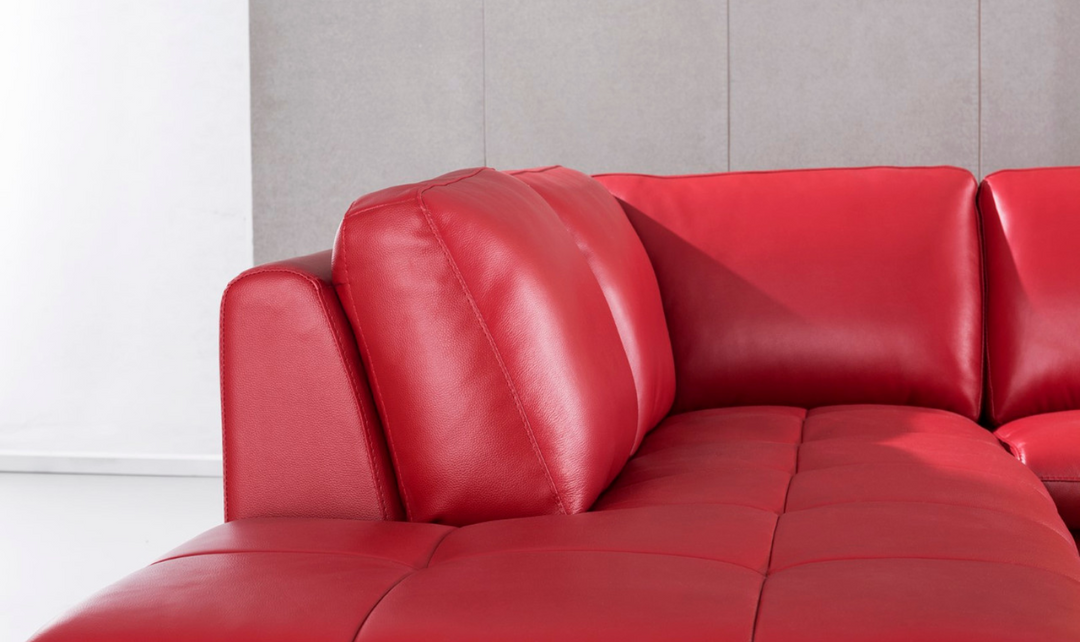 Gio Italia Red Leather L-Shape Sectional Sofa-Jennifer Furniture