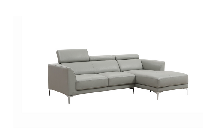 Gio Italia Slate Gray Leather L-Shape Sectional Sofa-Jennifer Furniture
