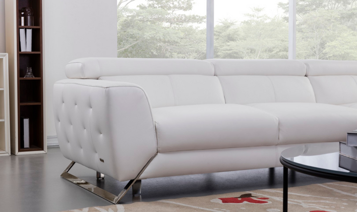 Gio Italia Leather Left-Hand Facing Sectional Sofa in White-Jennifer Furniture