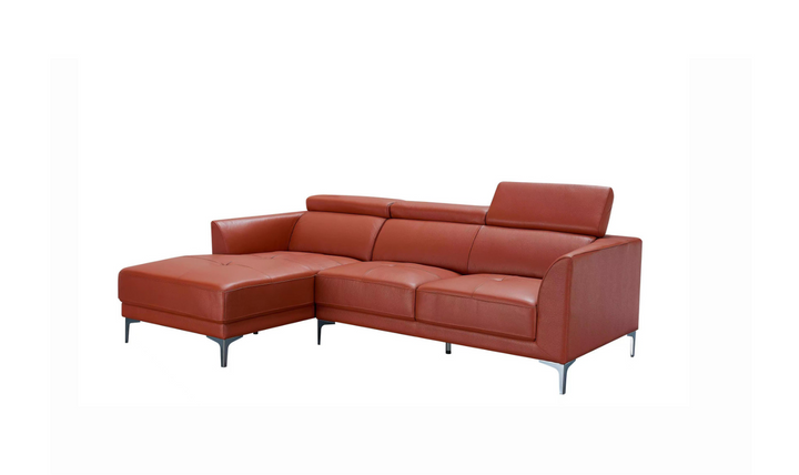 Gio Italia Slate Orange Leather L-Shape Sectional Sofa-Jennifer Furniture
