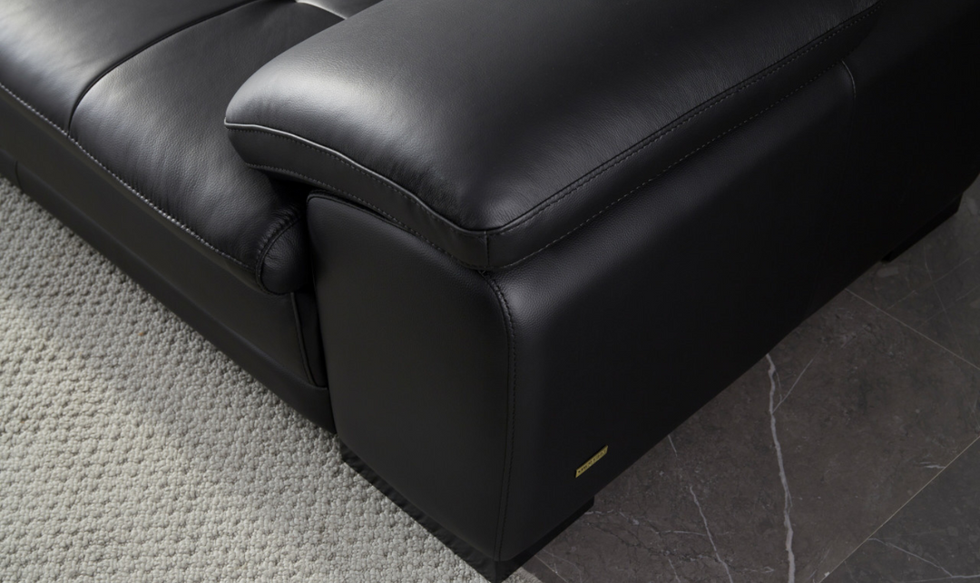 Gio Italia Black Leather L-Shape Sectional Sofa-Jennifer Furniture
