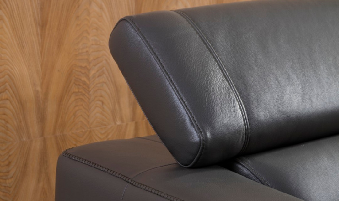 Gio Italia Leather Left-Hand Facing Sectional Sofa in Gray