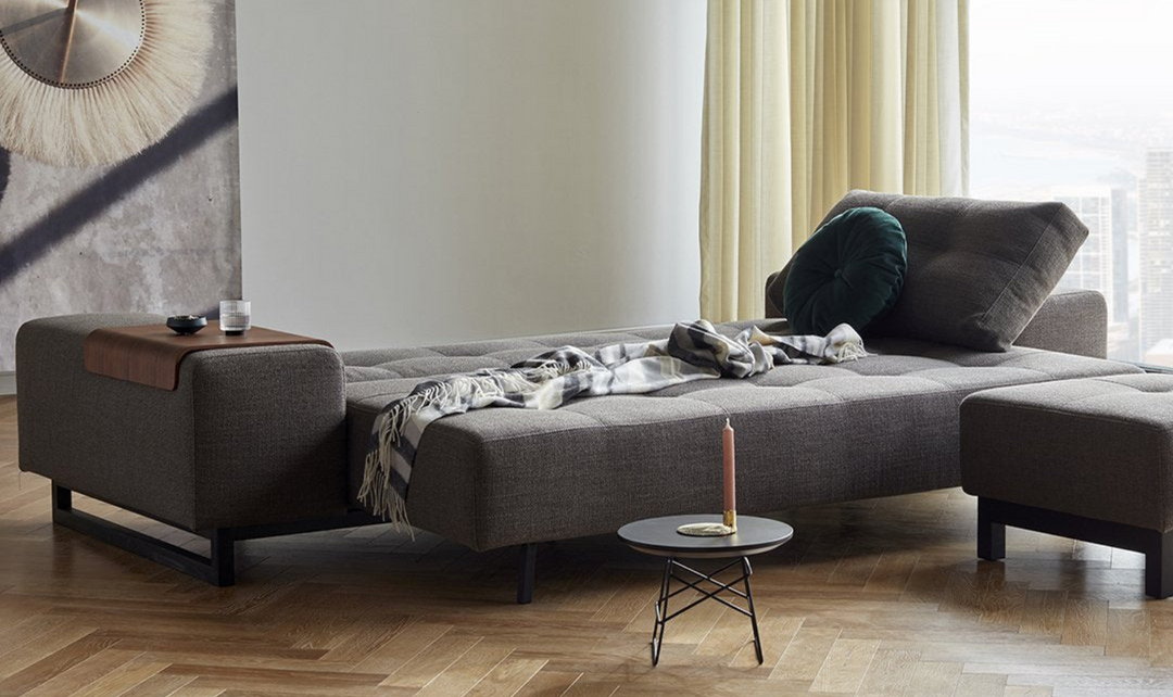 Innovation Living Grand DEL 2-Seater Fabric Sofa Bed with Ottoman-Jennifer Furniture