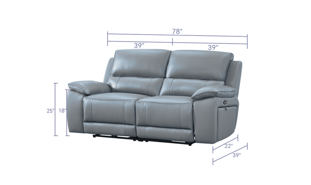 Gio Italia Living Room Set Hailey Adobe Leather Power Recliner Sofa in Gray-Jennifer Furniture