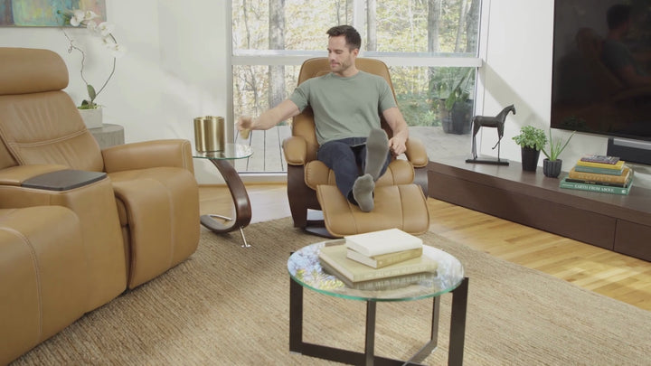 Fjords Admiral C Leather Swivel Recliner Chair with Footstool