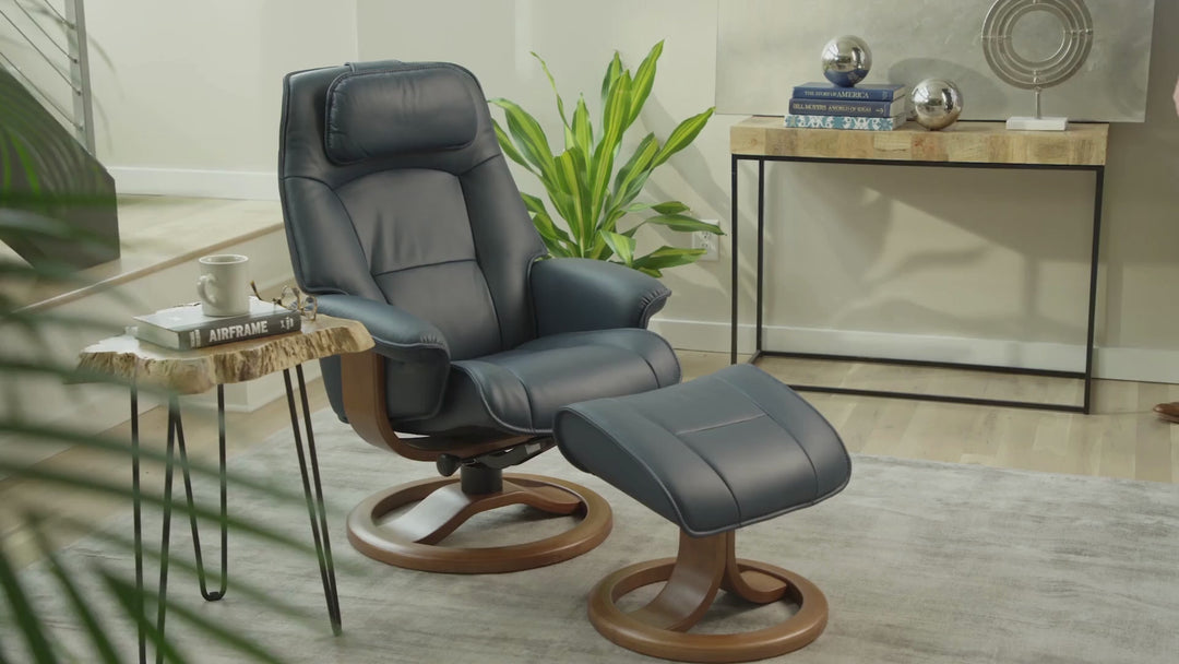 Fjords Admiral R Leather Swivel Recliner Chair with Footstool