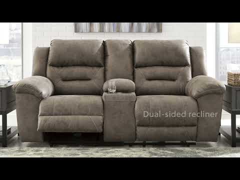 Stoneland Power Reclining Leather Loveseat With Console