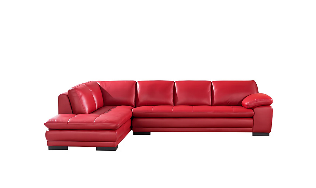 Gio Italia Red Leather L-Shape Sectional Sofa-Jennifer Furniture