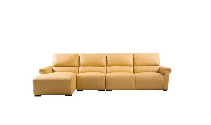 Gio Italia Mustard LHF Leather Recliner Sectional Sofa-Jennifer Furniture