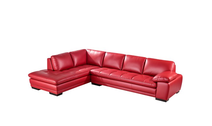 Gio Italia Red Leather L-Shape Sectional Sofa-Jennifer Furniture