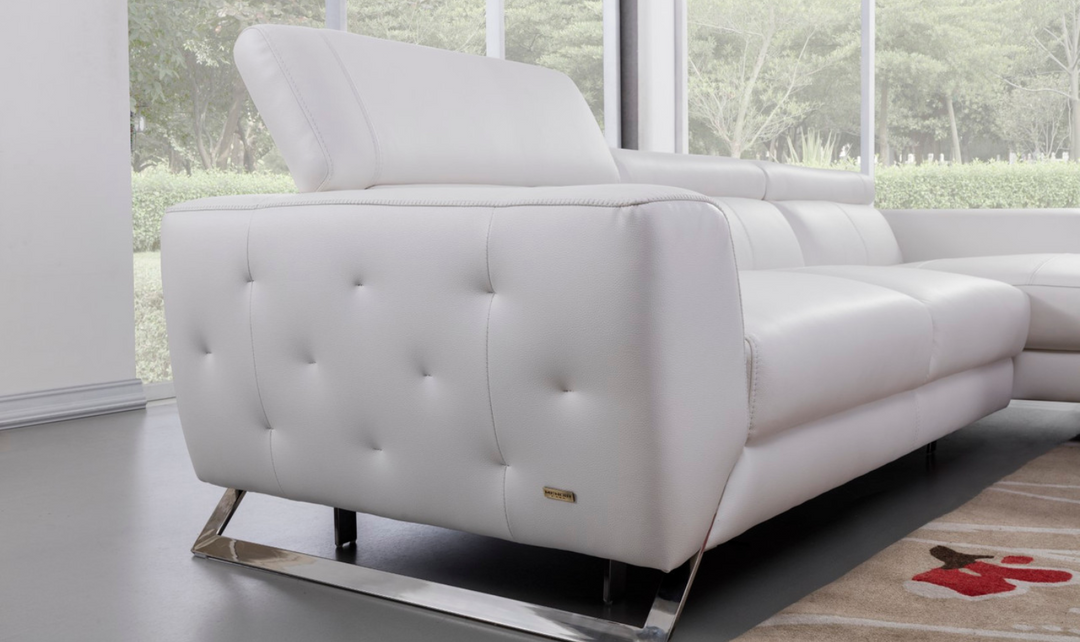 Gio Italia Leather Left-Hand Facing Sectional Sofa in White-Jennifer Furniture