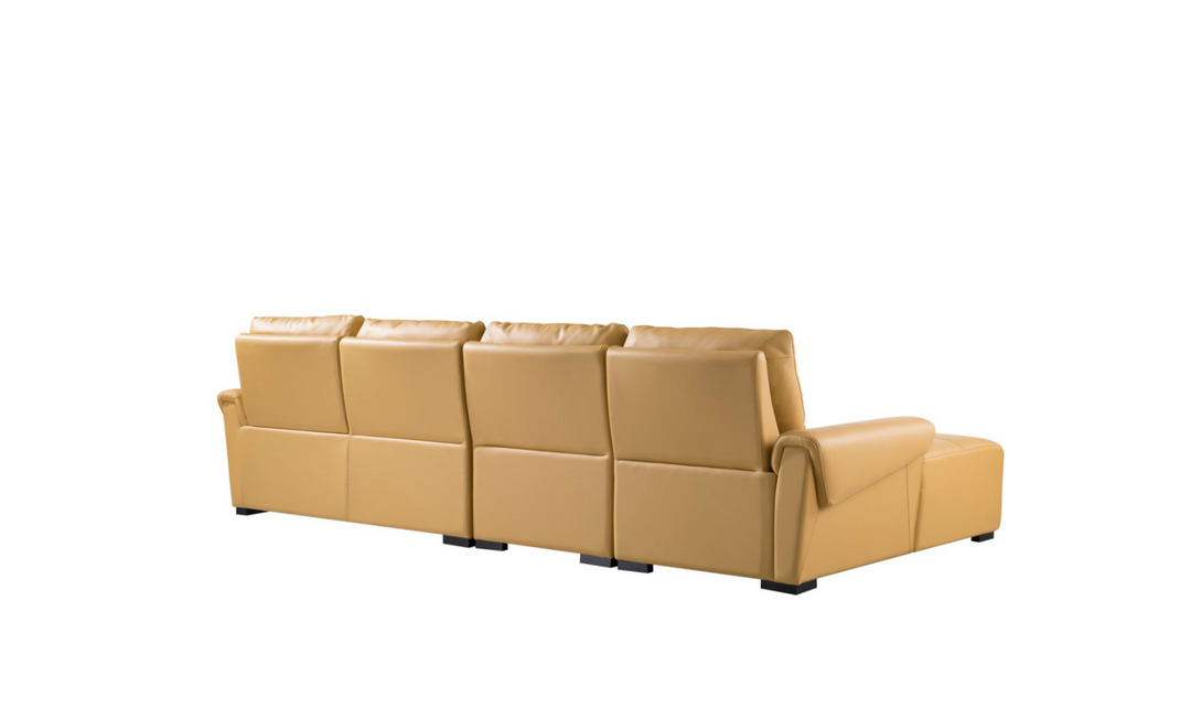 Gio Italia Mustard LHF Leather Recliner Sectional Sofa-Jennifer Furniture
