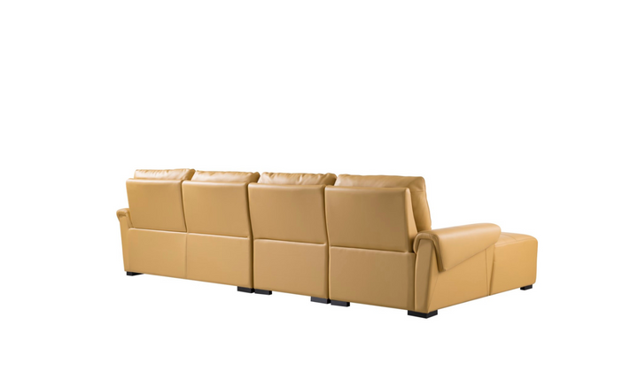Gio Italia Mustard LHF Leather Recliner Sectional Sofa-Jennifer Furniture