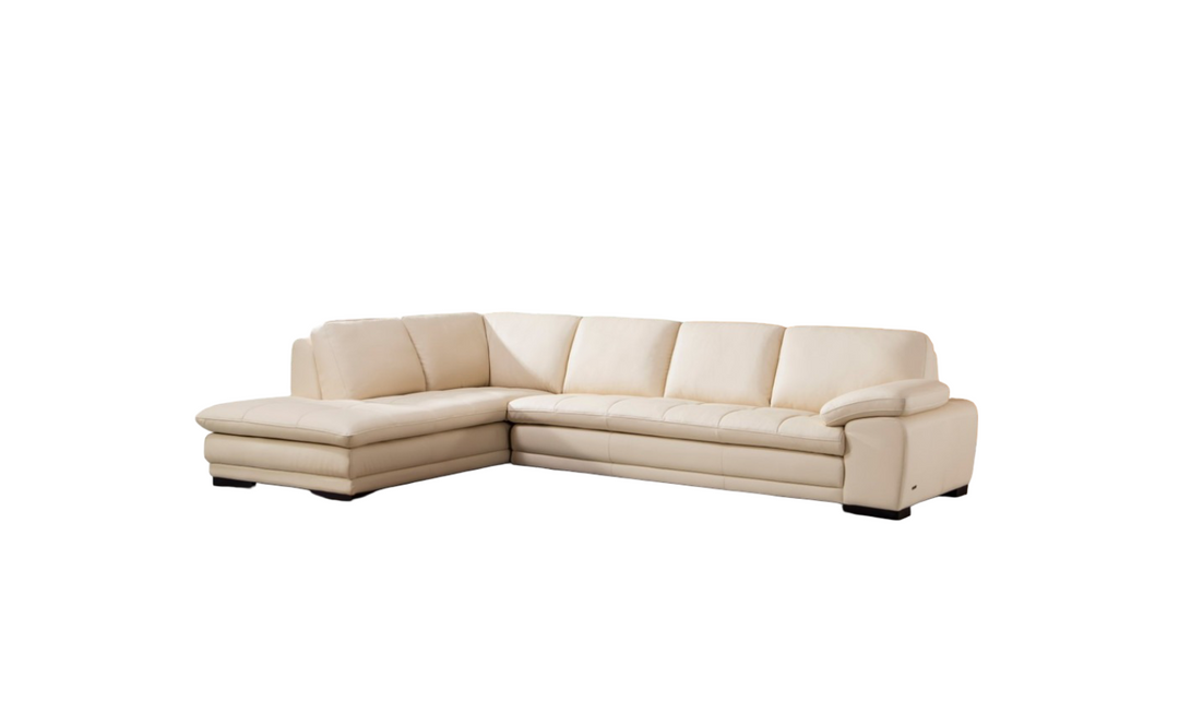 Gio Italia Beige Leather L-Shape Sectional Sofa With Left Hand Facing-Jennifer Furniture