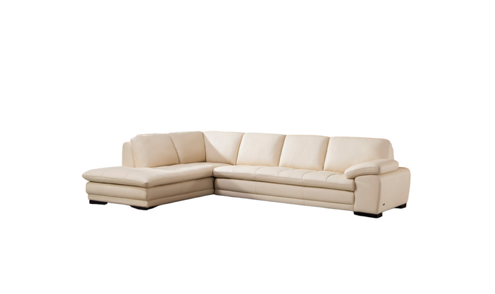 Gio Italia Beige Leather L-Shape Sectional Sofa With Left Hand Facing-Jennifer Furniture