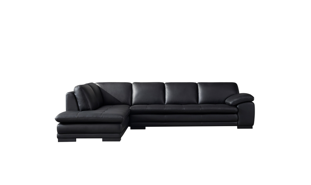 Gio Italia Black Leather L-Shape Sectional Sofa-Jennifer Furniture
