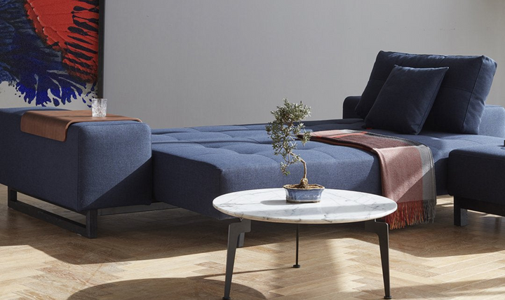 Innovation Living Grand DEL 2-Seater Fabric Sofa Bed with Ottoman-Jennifer Furniture