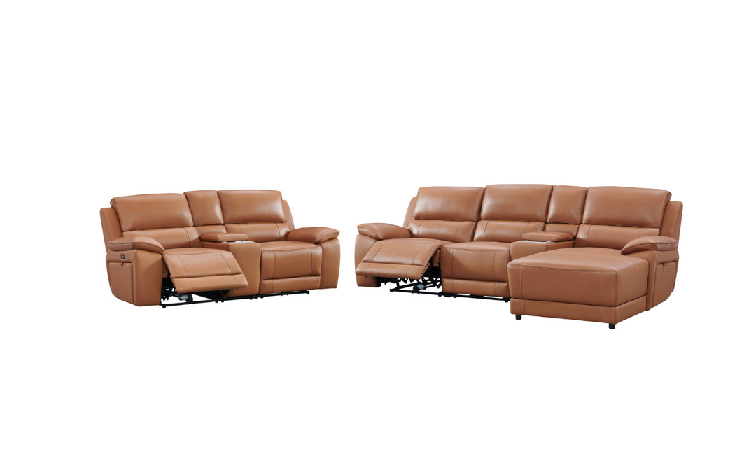 Gio Italia Living Room Set Hailey Adobe Leather Power Recliner Sofa-Jennifer Furniture