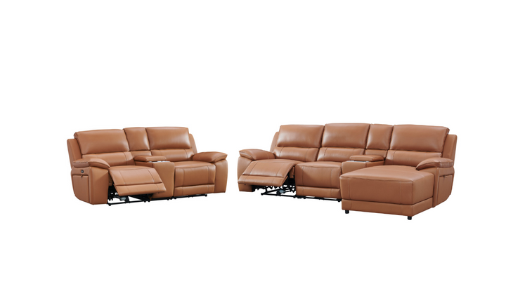 Gio Italia Living Room Set Hailey Adobe Leather Power Recliner Sofa-Jennifer Furniture