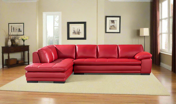 Gio Italia Red Leather L-Shape Sectional Sofa-Jennifer Furniture