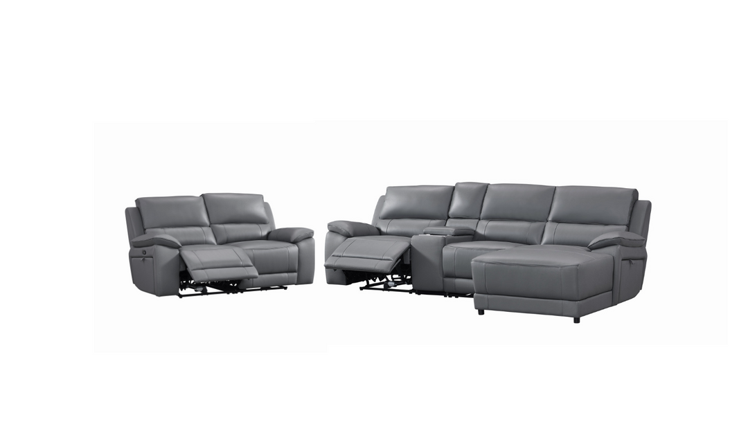 Gio Italia Living Room Set Hailey Adobe Leather Power Recliner Sofa in Gray-Jennifer Furniture