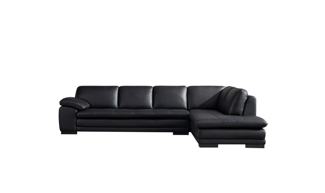 Gio Italia Black Leather L-Shape Sectional Sofa-Jennifer Furniture