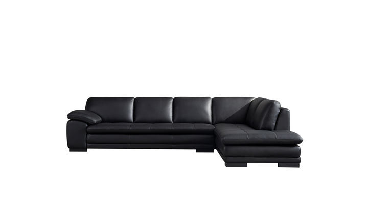 Gio Italia Black Leather L-Shape Sectional Sofa-Jennifer Furniture