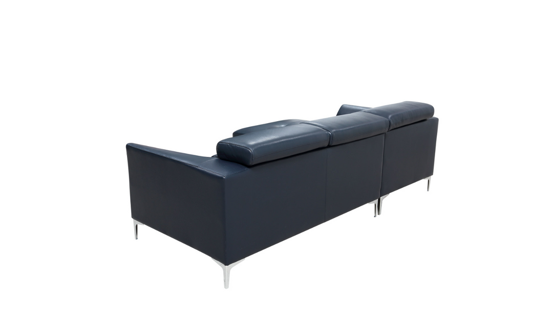 Gio Italia Slate Blue Leather L-Shape Sectional Sofa-Jennifer Furniture