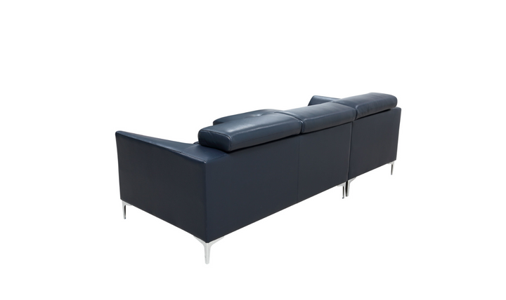 Gio Italia Slate Blue Leather L-Shape Sectional Sofa-Jennifer Furniture