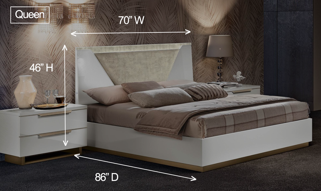 ESF Italia Smart Panel Type Wooden Bed in White (King / Queen Size)