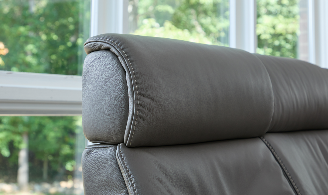 Fjords Rome Wall Saver Leather Motorized Power Loveseat in Gray-Jennifer Furniture