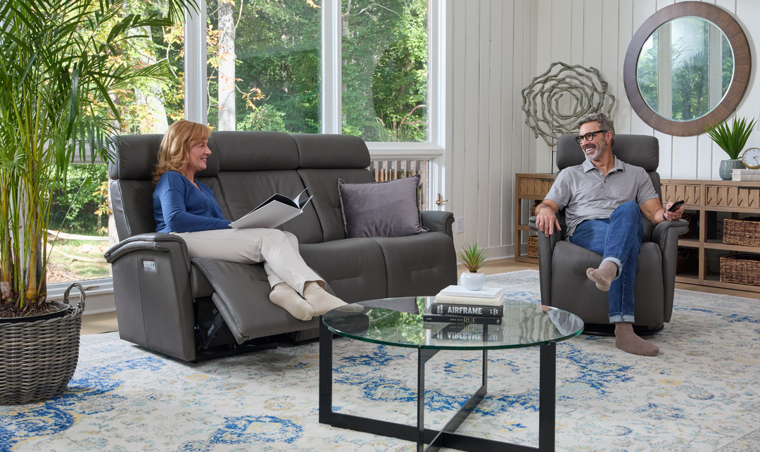 Fjords Rome Swivel Glider Leather Motorized Power Recliner Chair in Two Sizes-Jennifer Furniture