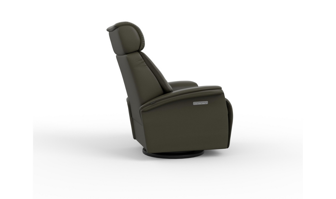 Fjords Rome Swivel Glider Leather Motorized Power Recliner Chair in Two Sizes-Jennifer Furniture