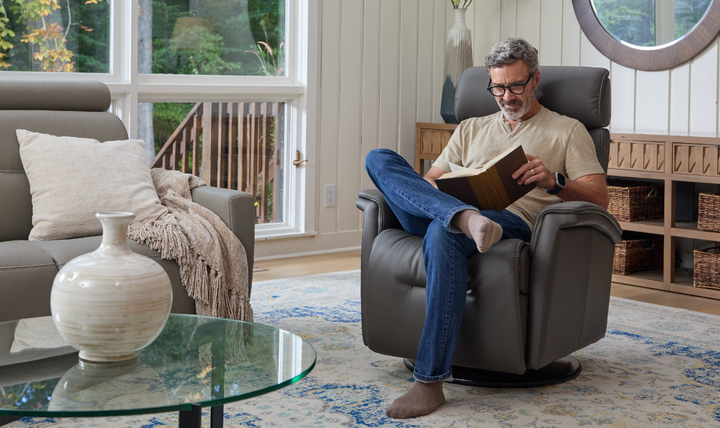Fjords Rome Swivel Glider Leather Motorized Power Recliner Chair in Two Sizes-Jennifer Furniture