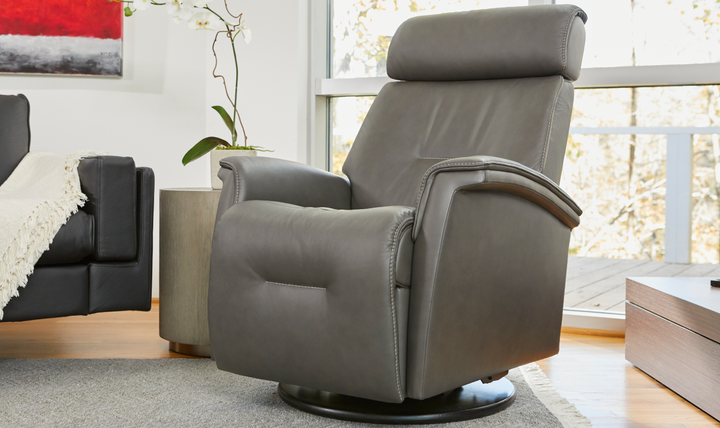 Fjords Rome Swivel Glider Leather Motorized Power Recliner Chair in Two Sizes-Jennifer Furniture