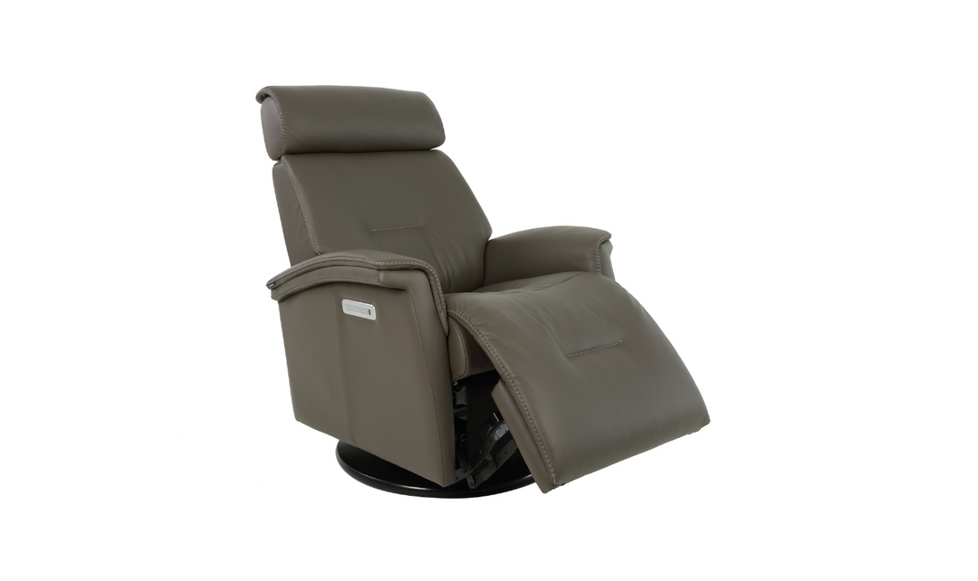 Fjords Rome Swivel Glider Leather Motorized Power Recliner Chair in Two Sizes-Jennifer Furniture