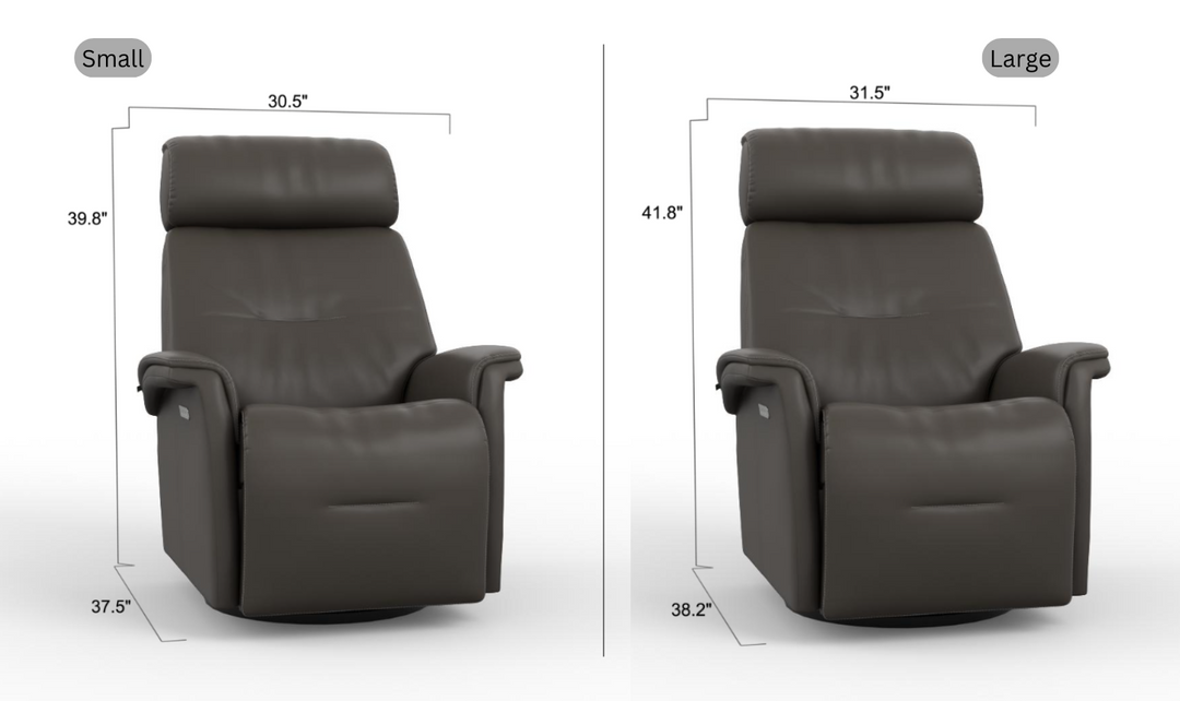 Fjords Rome Swivel Glider Leather Motorized Power Recliner Chair in Two Sizes-Jennifer Furniture