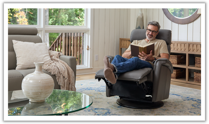 Fjords Rome Swivel Glider Leather Motorized Power Recliner Chair in Two Sizes-Jennifer Furniture