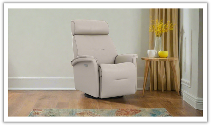 Fjords Rome Swivel Glider Leather Motorized Power Recliner Chair in Two Sizes-Jennifer Furniture