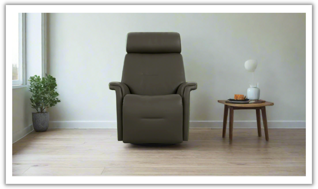 Fjords Rome Swivel Glider Leather Motorized Power Recliner Chair in Two Sizes-Jennifer Furniture